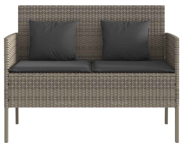Szürke polyrattan akácfa kerti pad párnával