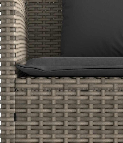 Szürke polyrattan akácfa kerti pad párnával