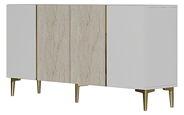 Poli komód, fehér-travertin, 150 cm – TR555CHM1748