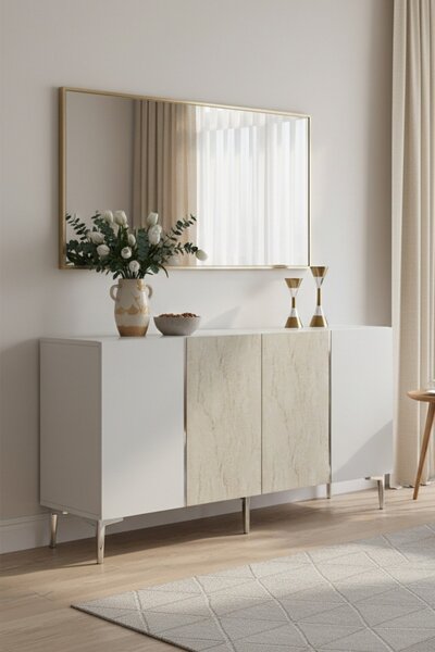 Poli komód, fehér-travertin, 150 cm – TR555CHM1749