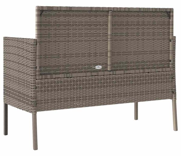 Szürke polyrattan akácfa kerti pad párnával