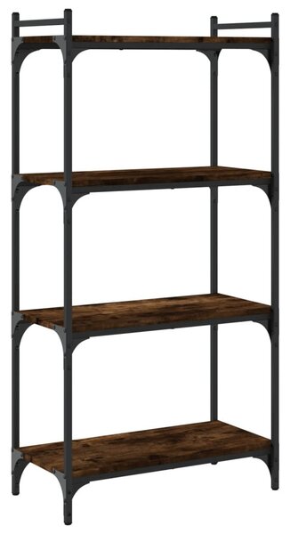 4 szintes füstölt tölgy szerelt fa könyvespolc 60 x 30 x 120 cm