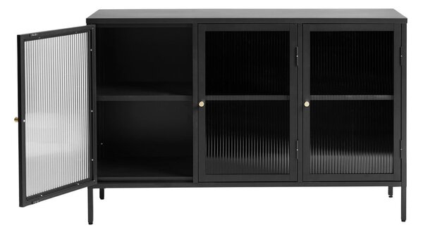 Fekete fém tálalószekrény 132x85 cm Bronco – Unique Furniture