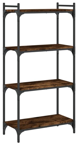 4 szintes füstölt tölgy szerelt fa könyvespolc 60 x 30 x 120 cm