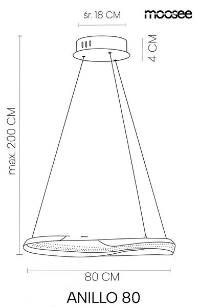 Moosee Anillo 80 függőlámpa fém fekete-króm LED