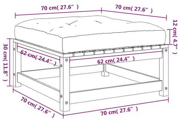 2 db tömör fenyőfa kerti lábtartó párnával
