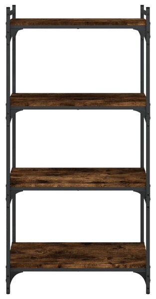 4 szintes füstölt tölgy szerelt fa könyvespolc 60 x 30 x 120 cm