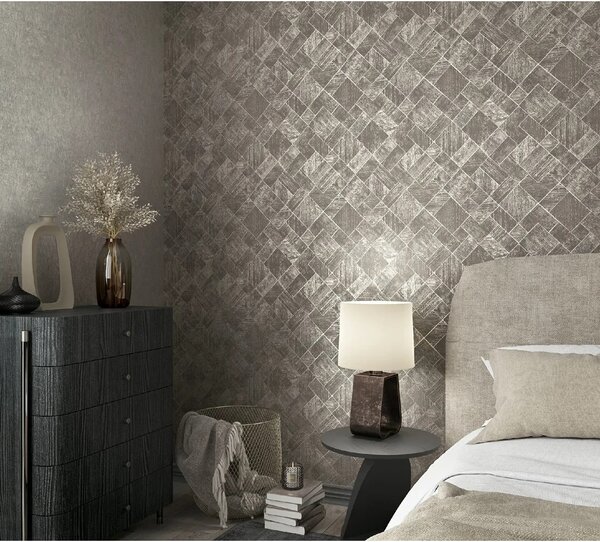 TF30035511 geometrikus mintájú taupe tapéta