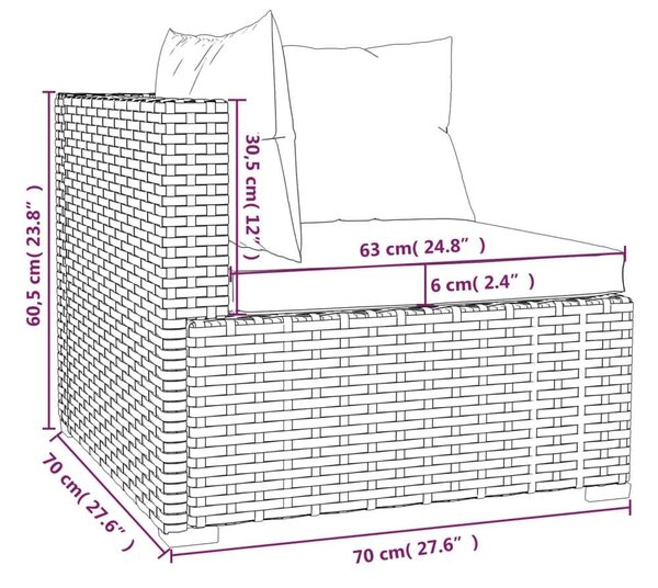 VidaXL Polyrattan Kerti Ülőgarnitúra - 8 részes - Fekete