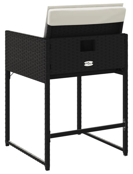 4 db fekete polyrattan kerti szék párnával