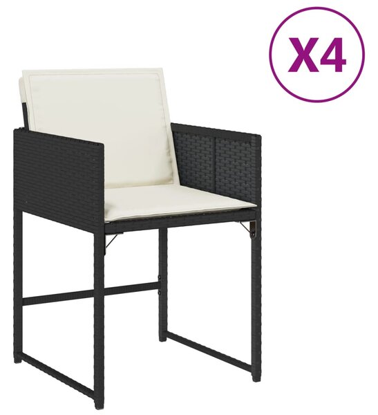 4 db fekete polyrattan kerti szék párnával