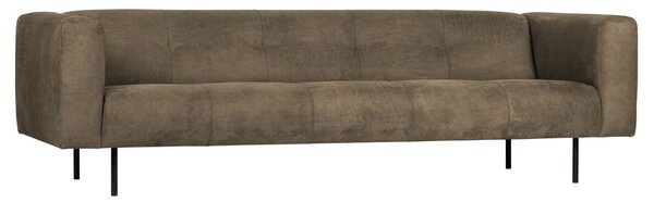 Hoorns Olíva barna bőr háromüléses Pearl kanapé 250 cm