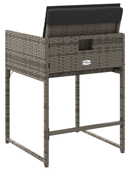 4 db szürke polyrattan kerti szék párnával