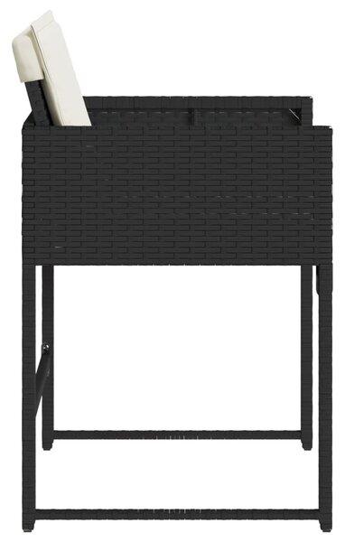 4 db fekete polyrattan kerti szék párnával