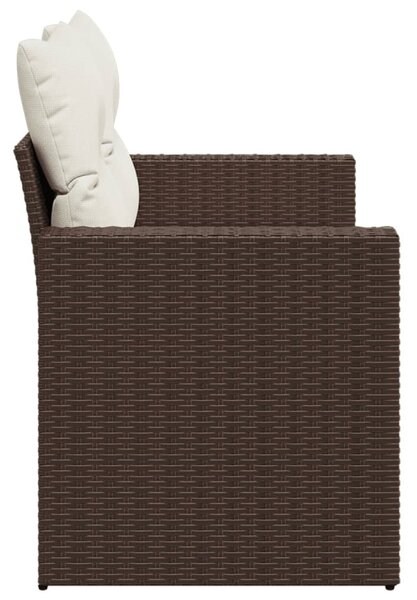 2 személyes barna polyrattan kerti kanapé párnával