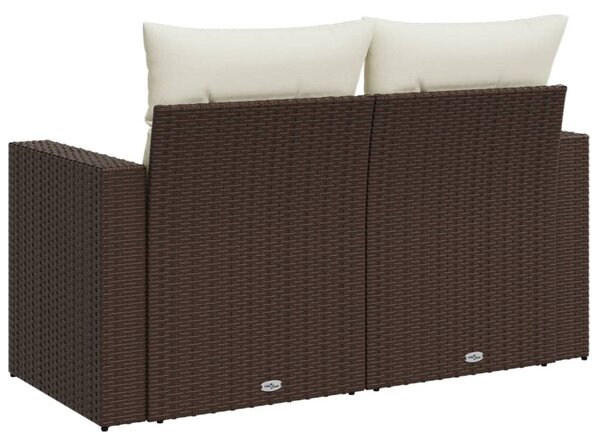 2 személyes barna polyrattan kerti kanapé párnával