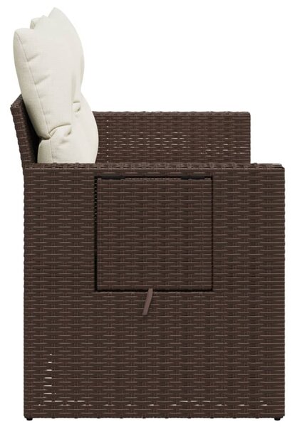 2 személyes barna polyrattan kerti kanapé párnával