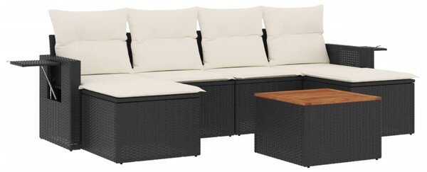 7 részes fekete polyrattan kerti ülőgarnitúra párnával