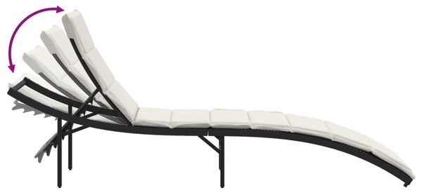 2 db fekete polyrattan napozóágy asztallal