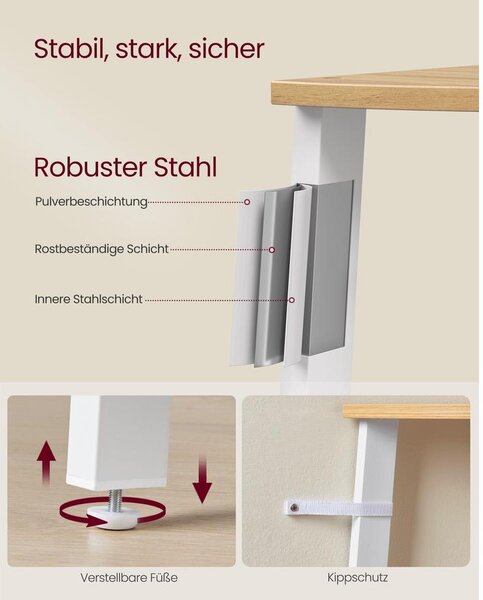 VASAGLE sarokkönyvespolc, 4 szintes létrás polc 33,3×33,3×125 cm, natúr - fehér színben