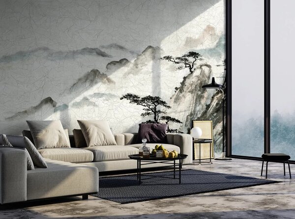TF30046995 tájkép mintájú törtfehér tapétaposzter (424x270cm)
