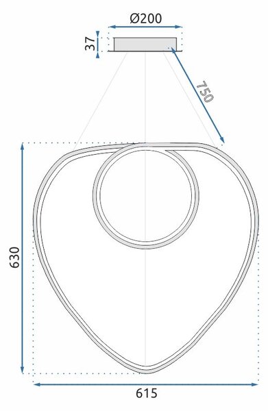 MENNYEZETI FÜGGŐ LED LÁMPA APP796-CP Fekete + TÁVIRÁNYÍTÓ