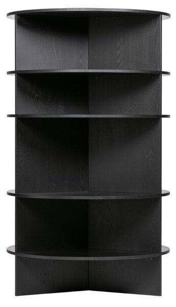 Hoorns Kenyon fekete kőris kerek könyvespolc 168 x 100 cm