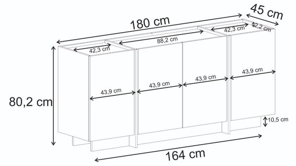 Dorma komód, pusula tölgy, 180 cm