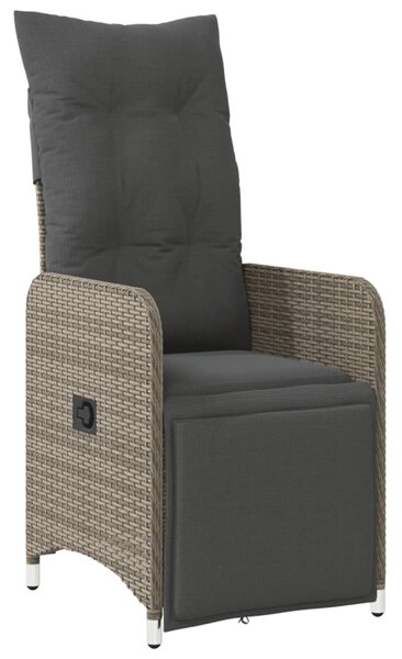 2 db szürke polyrattan dönthető kerti szék asztallal