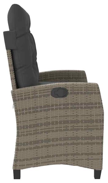 Szürke polyrattan dönthető kerti pad párnával