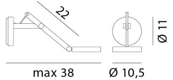 Fali Lámpa Rotaliana, String W0 DTW, dimmable, Fehér, Nappali, Fém, Dizájn