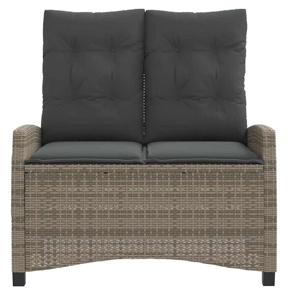 Szürke polyrattan dönthető kerti pad párnával