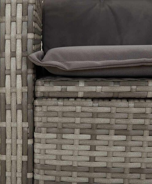 2 részes szürke polyrattan kerti étkezőgarnitúra párnákkal