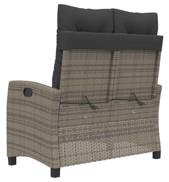 Szürke polyrattan dönthető kerti pad párnával