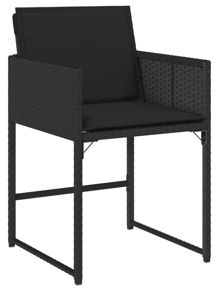 4 db fekete polyrattan kerti szék párnával