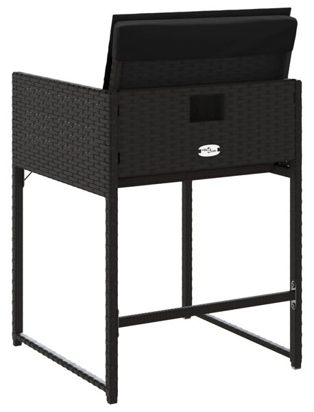 4 db fekete polyrattan kerti szék párnával