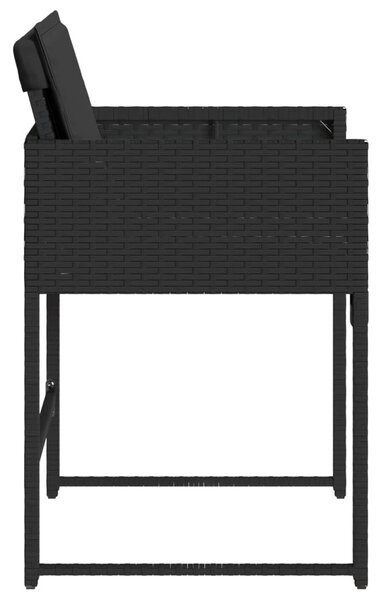 4 db fekete polyrattan kerti szék párnával