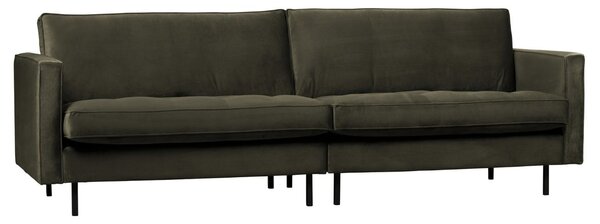Hoorns Raden 275 cm-es sötétzöld bársony háromszemélyes kanapé foltvarróval