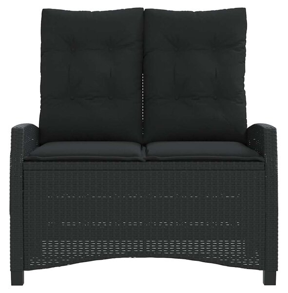 Fekete polyrattan dönthető kerti pad párnával