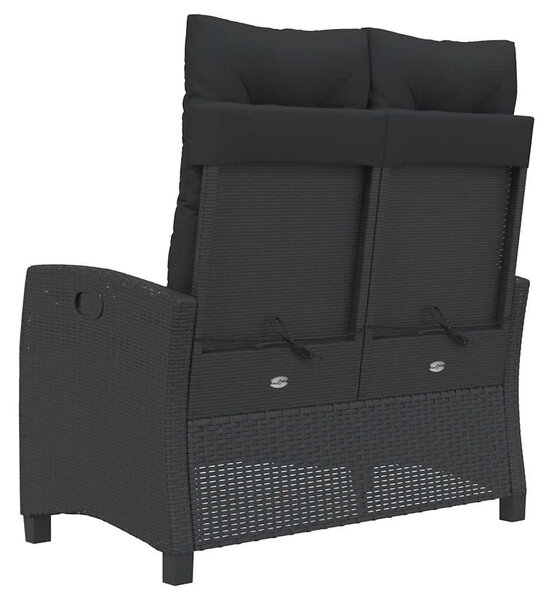 Fekete polyrattan dönthető kerti pad párnával