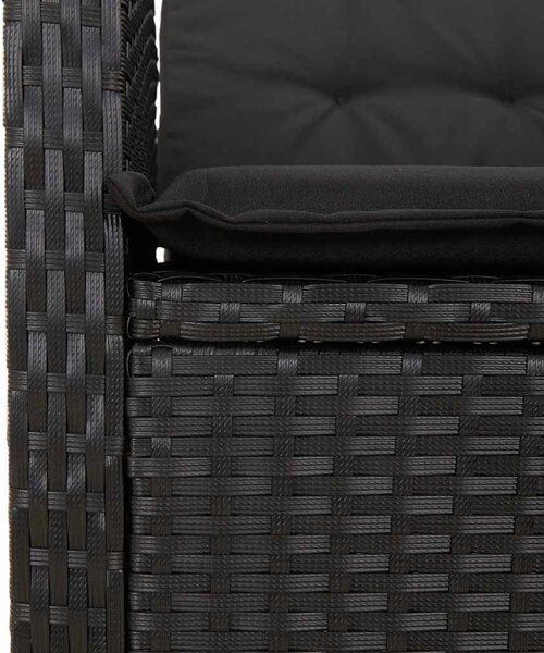 Fekete polyrattan dönthető kerti pad párnával
