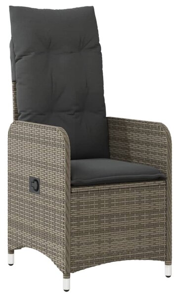 Szürke polyrattan dönthető kerti szék párnákkal