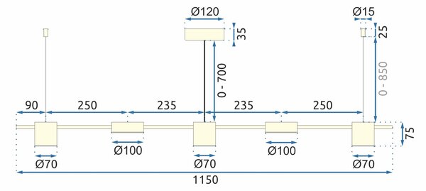 Mennyezeti LED függő lámpa APP929-5CP arany