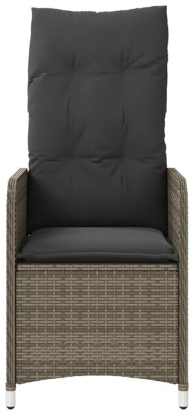 2 db szürke polyrattan dönthető kerti szék asztallal
