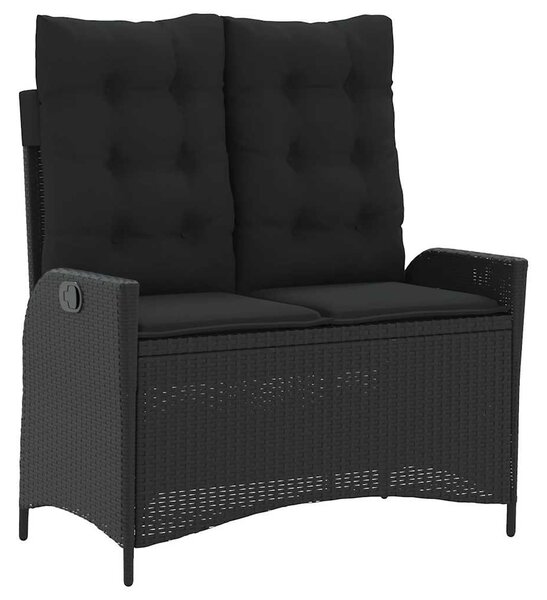 Fekete polyrattan dönthető kerti pad párnával