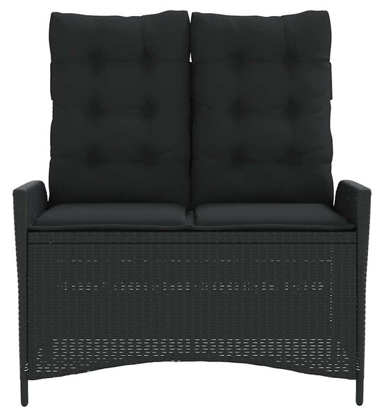 Fekete polyrattan dönthető kerti pad párnával