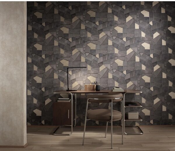 TF10445-37 geometrikus mintájú homokszínű tapéta