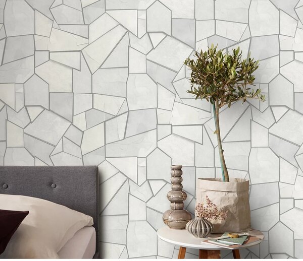 TF10445-31 geometrikus mintájú világosszürke tapéta