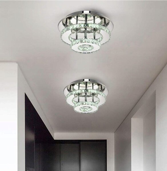 Toolight Szerszámlámpa, LED kristály mennyezeti lámpa 20W, semleges szín, APP412-C, króm, OSW-65010