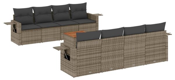 9 részes szürke polyrattan kerti ülőgarnitúra párnákkal